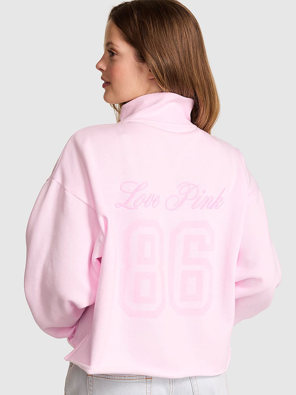 pink Pink Campus Fleece&trade; Quarter-Zip Straight-Cut Sweatshirt Pink Tulip Spring 2 of 3 