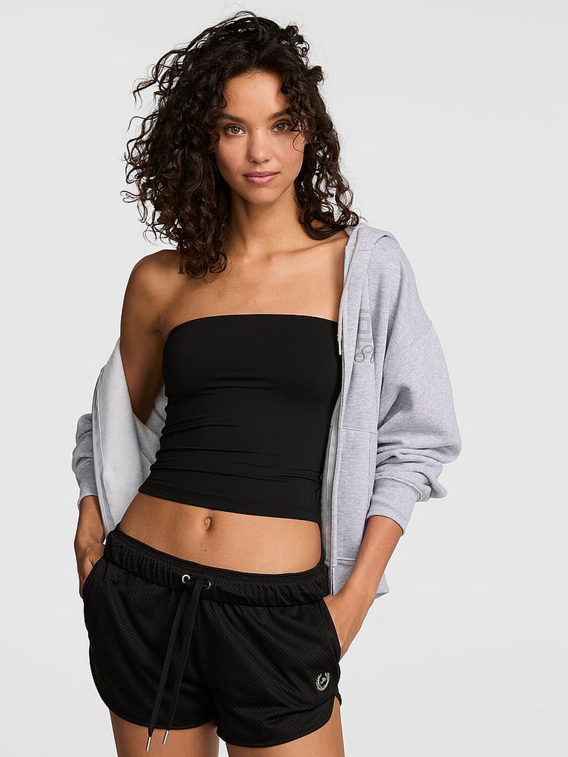 pink Pink PINK Base Stretch&trade; Tube Top Pure Black 1 of 3 