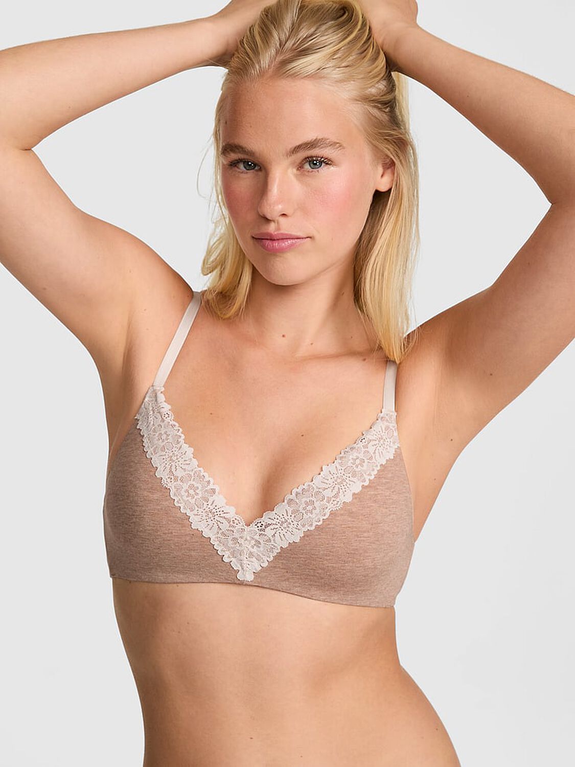 vs Pink Wear Everywhere&trade; Lightly Lined Wireless Bra Heather Praline 1 of 3 
