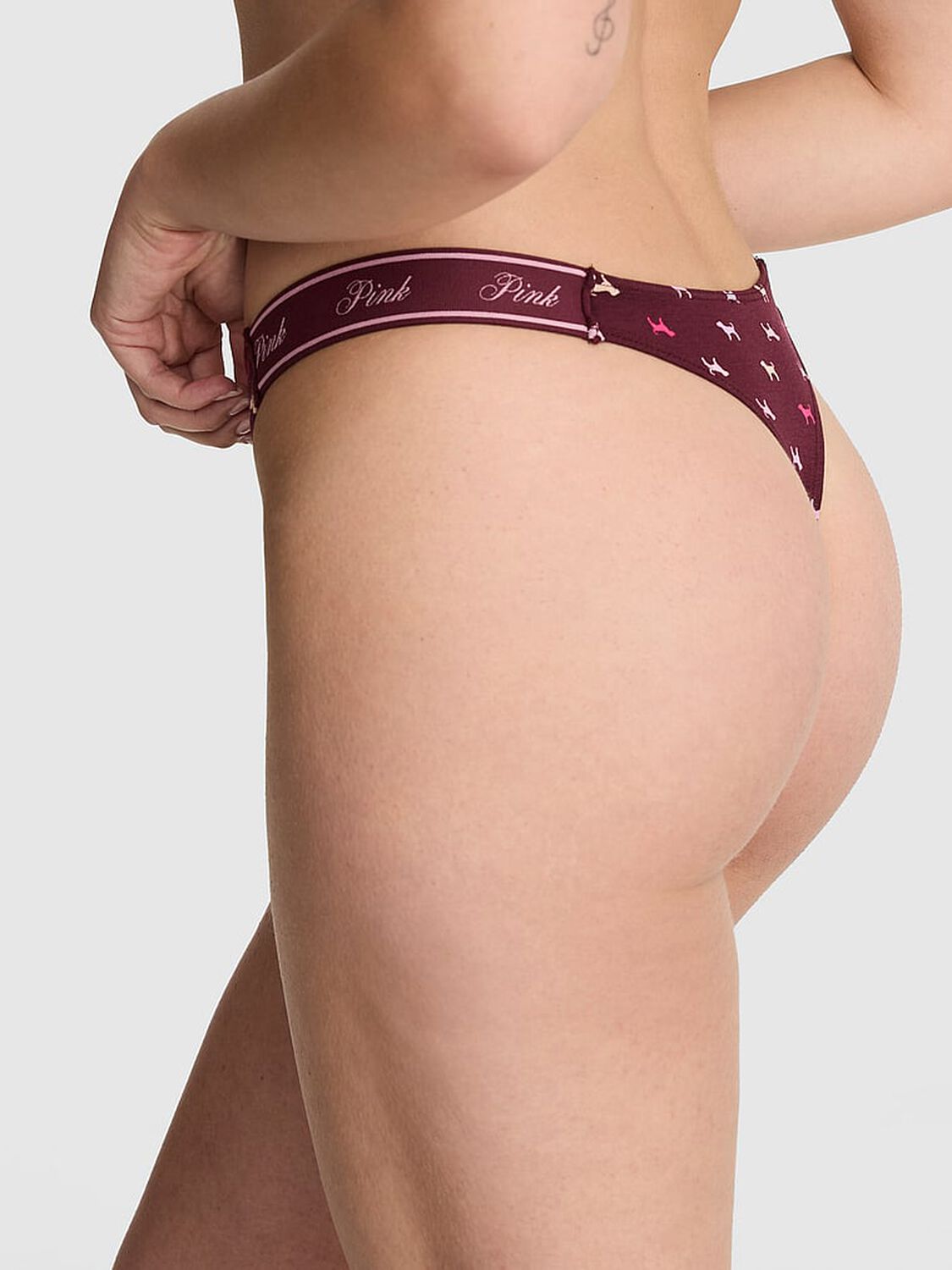 pink Pink Logo Cotton High-Leg Thong Panty Wild Rose Dog 2 of 3 