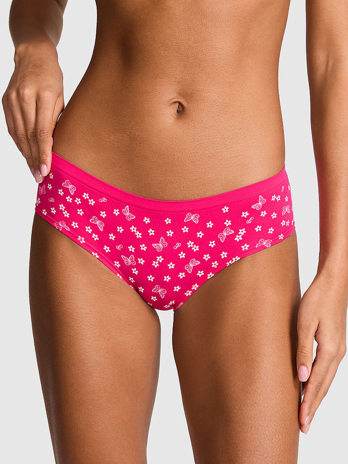 pink Pink Seamless Hiphugger Panty Hot Stuff Butterfly Hibiscus Print 1 of 3 