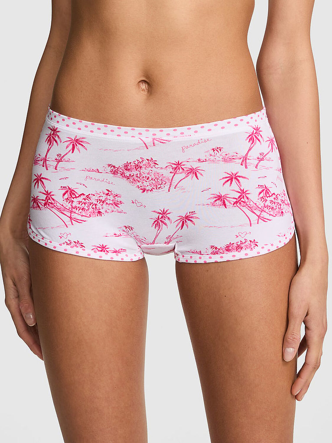 vs Pink Cotton Dorm Boyshort Panty Love Me Pink Toile Print 1 of 2 