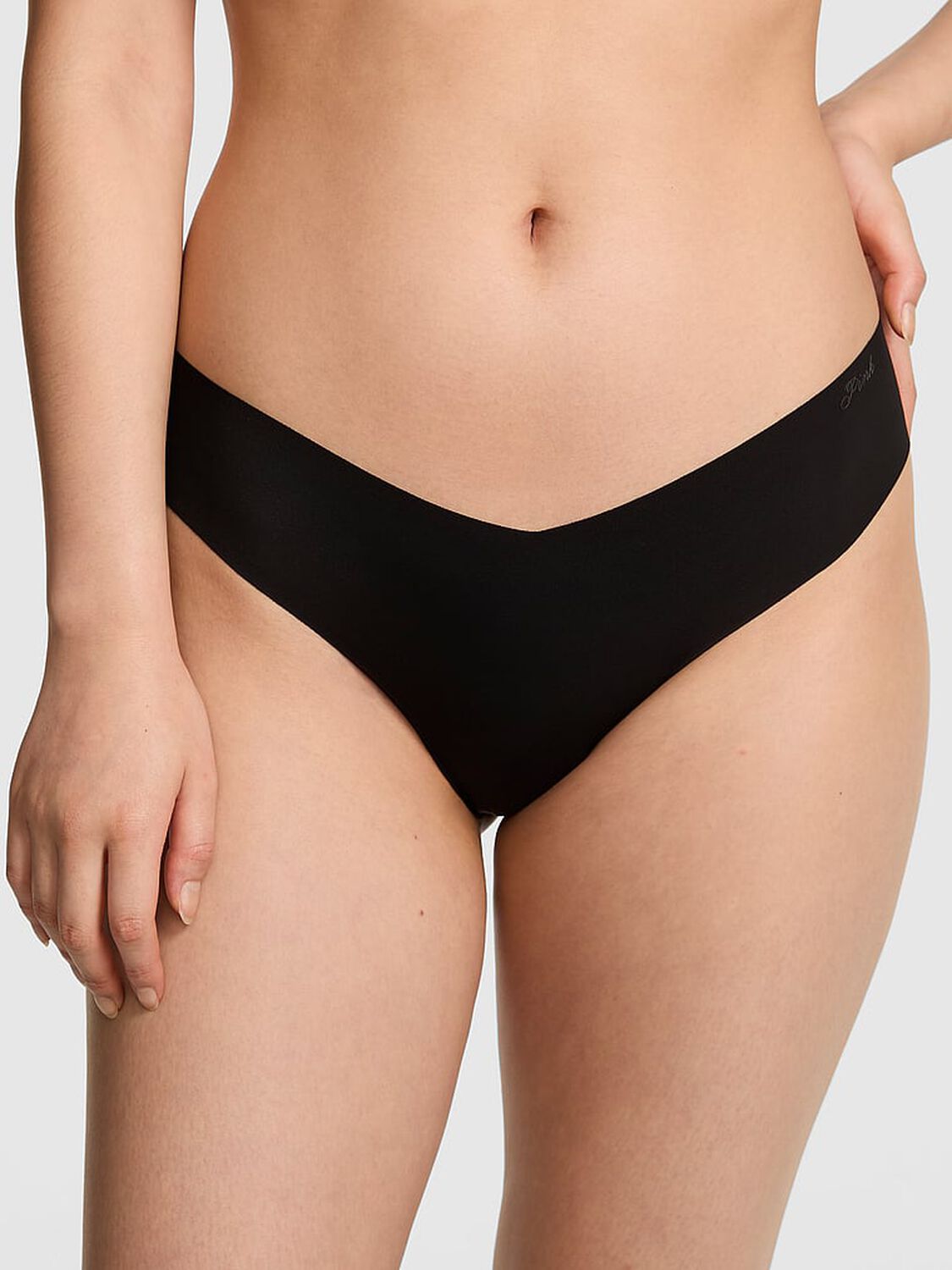 pink Pink No-Show Thong Panty Black 1 of 4 