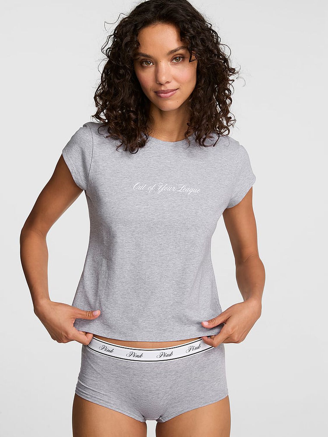 pink Pink Cotton Baby Tee Heather Grey 1 of 3 