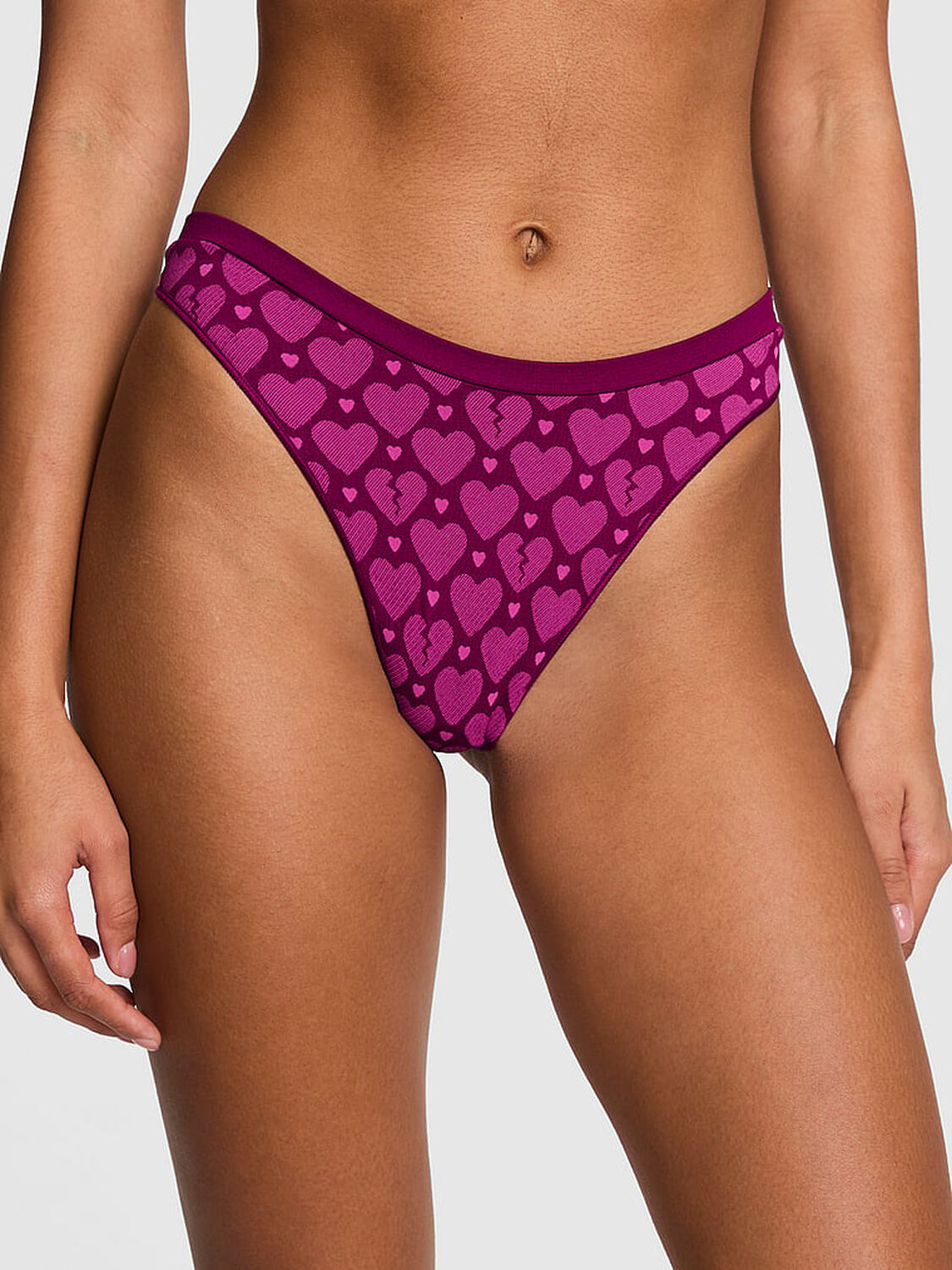 pink Pink Seamless High-Leg Thong Panty Magenta Rose Broken Heart 1 of 3 