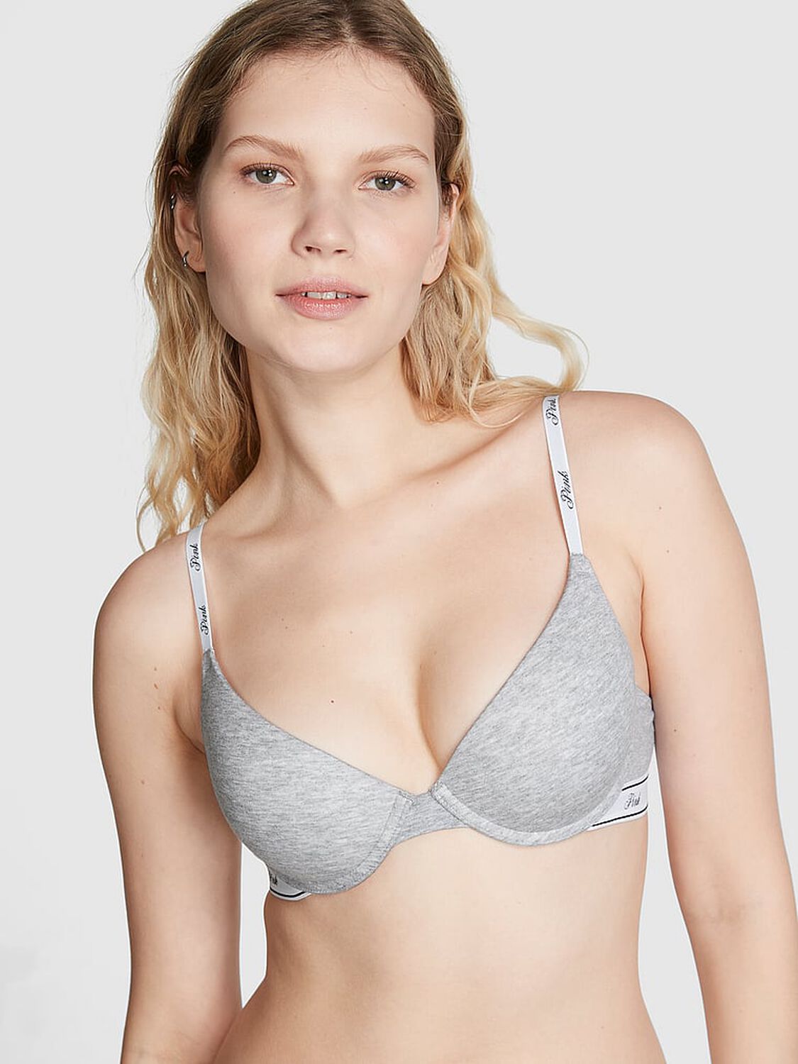 pink Pink Wear Everywhere&trade; Push-Up Bra Medium Heather Grey 1 of 3 