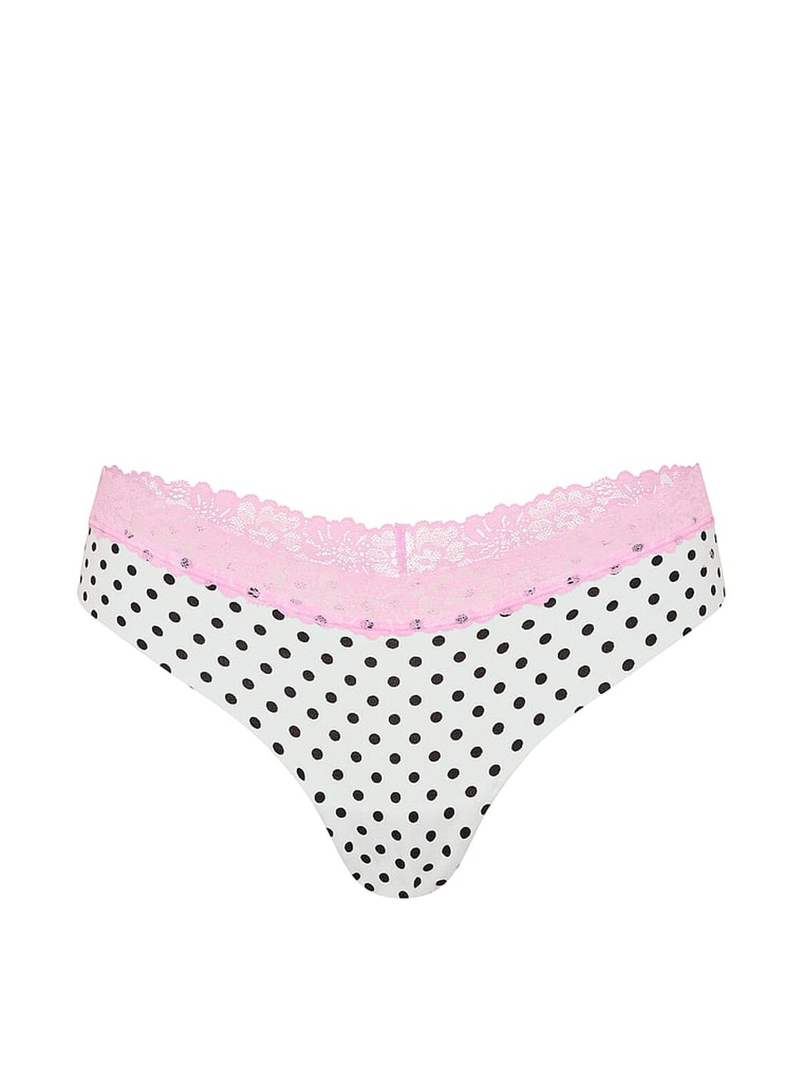 vs Pink No-Show Cotton Thong Panty White And Black Dot 3 of 3 