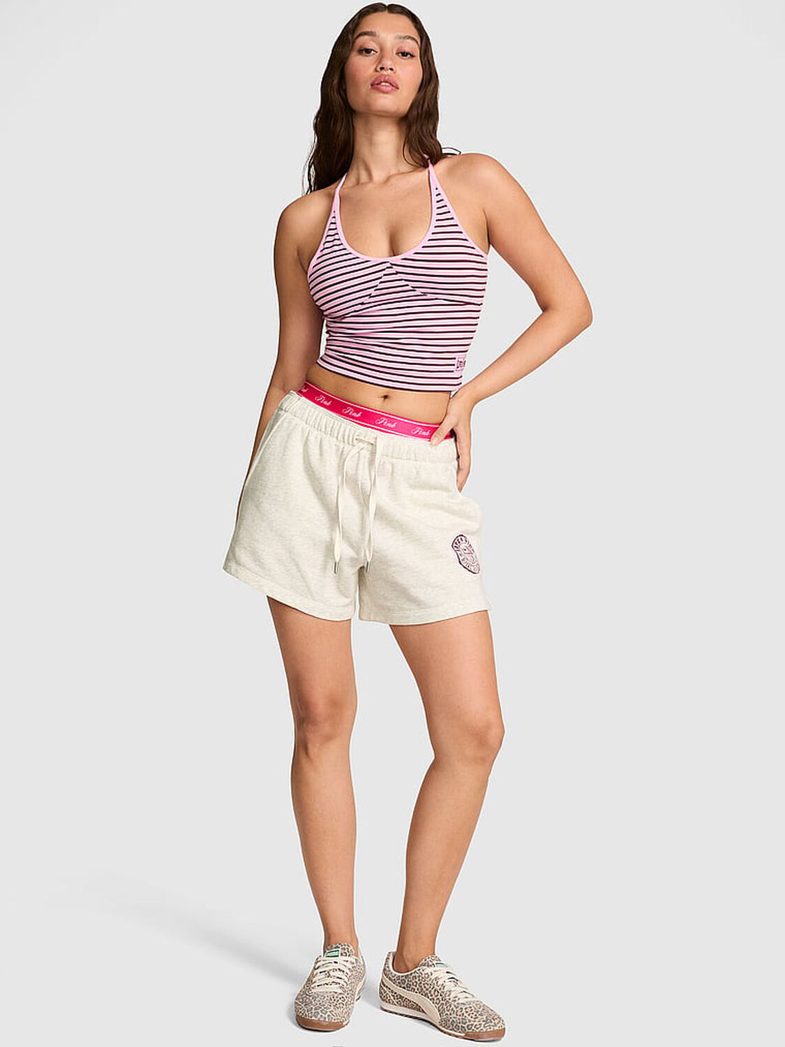 pink Pink Campus Fleece&trade; Roll-Down Shorts Snow Heather Pink Friday 1 of 4 