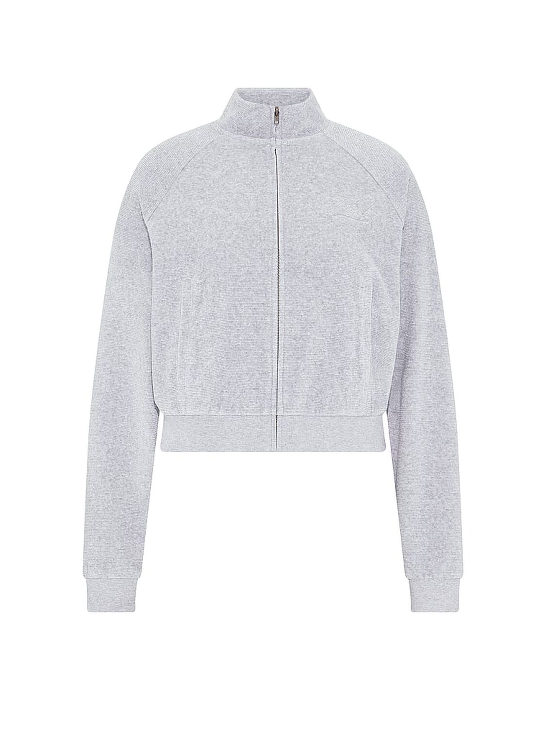 vs Pink Vintage Velour Mock-Neck Full-Zip Sweatshirt Medium Heather Grey 3 of 4 