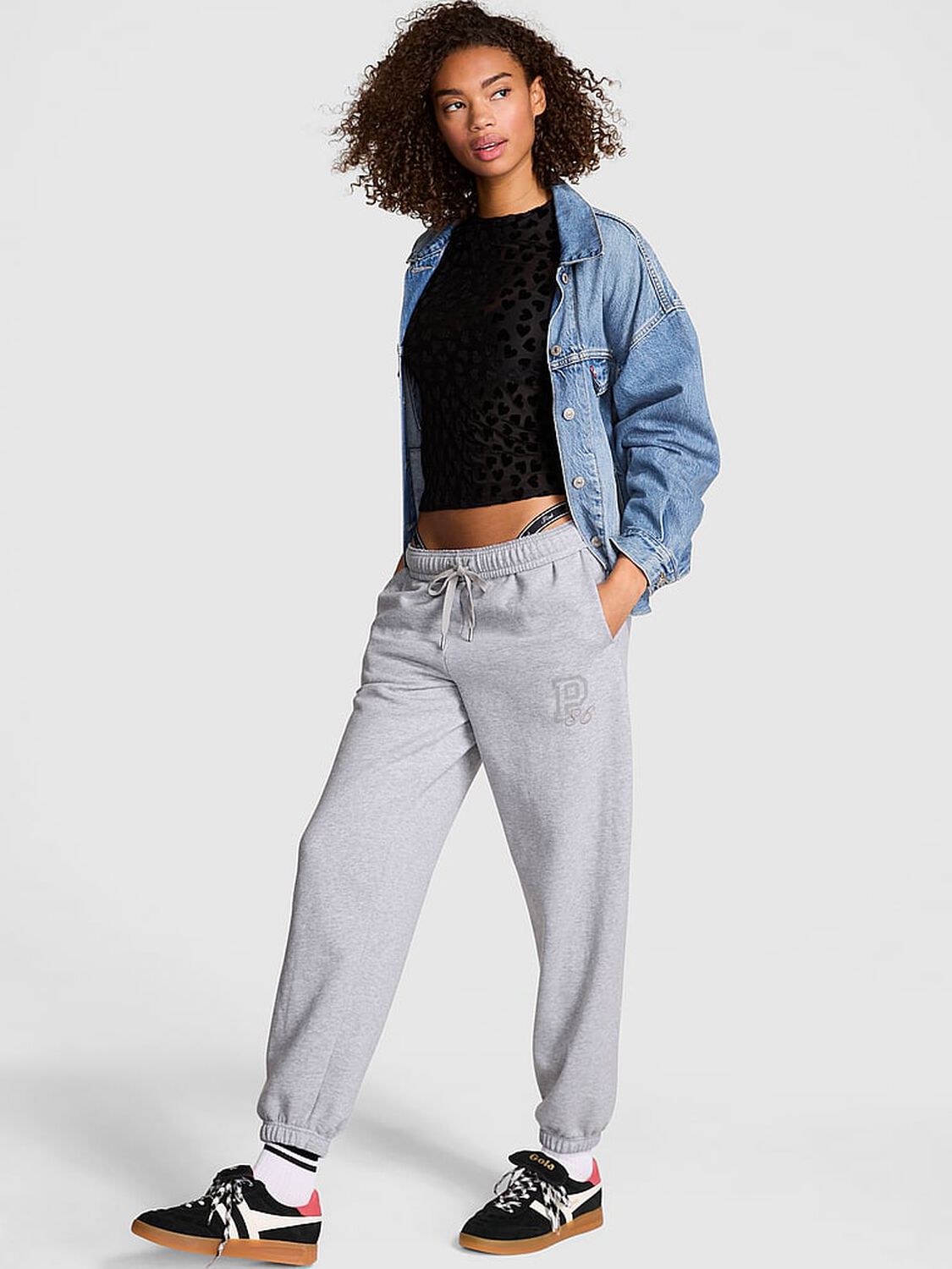 pink Pink Campus Fleece&trade; Sweatpants Medium Heather Grey Spring 1 of 4 