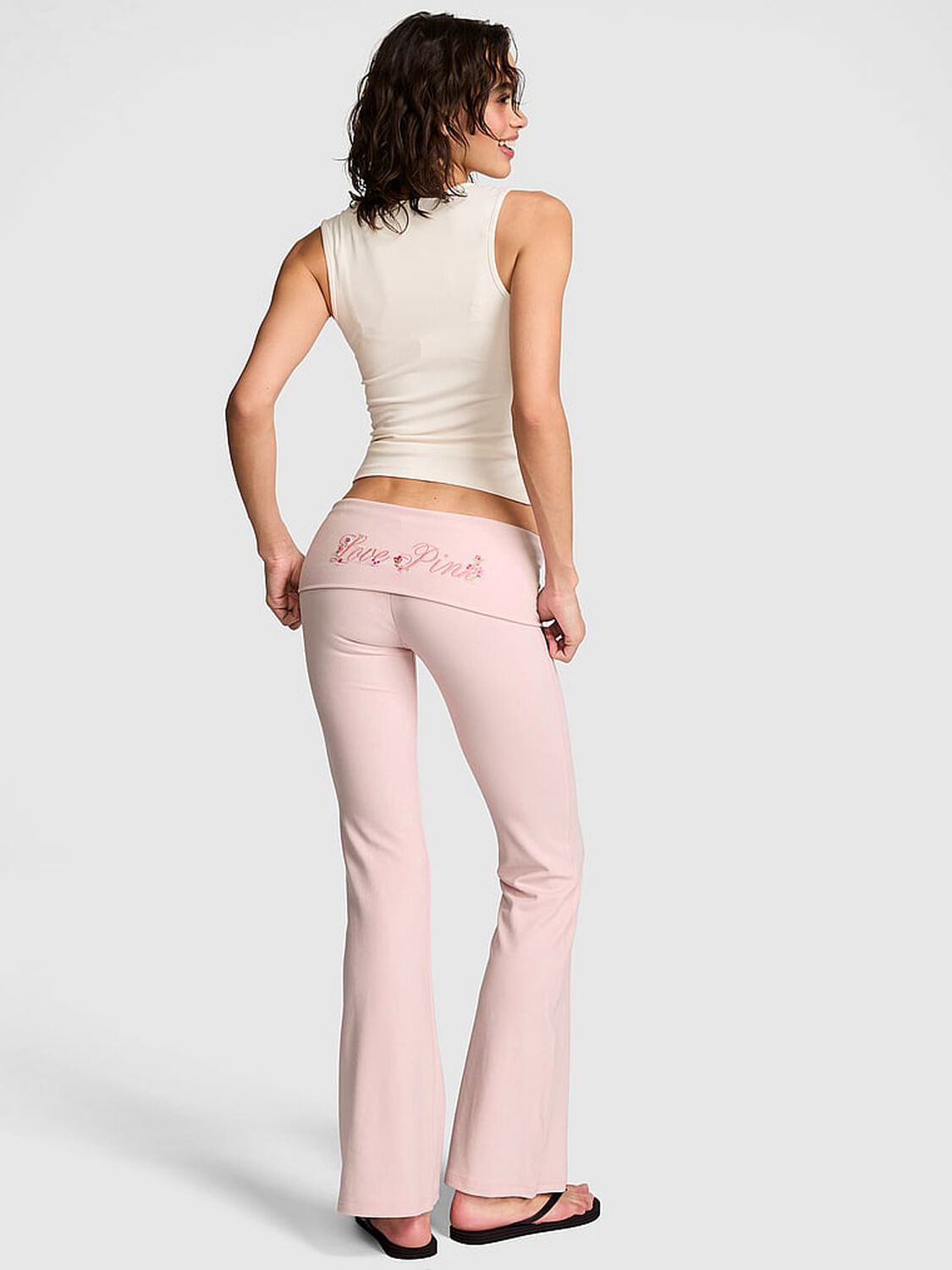 pink Pink Soft Modal Foldover Kick-Flare Leggings 2 of 2 