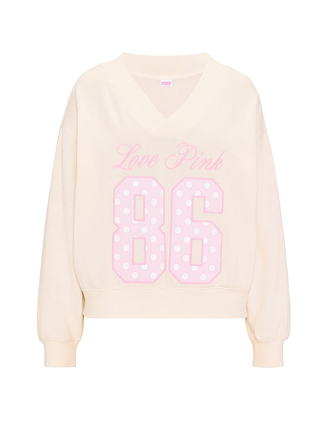 vs Pink Campus Fleece&trade; V-Neck Sweatshirt Cozy White 3 of 4 