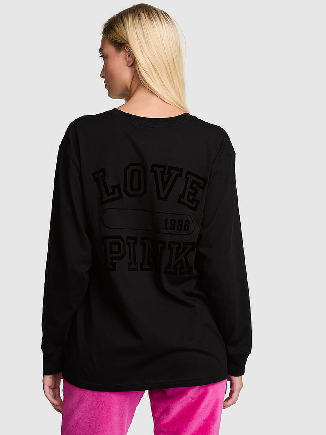 pink Pink Campus Cotton&trade; Long-Sleeve Tee Pure Black 2 of 3 