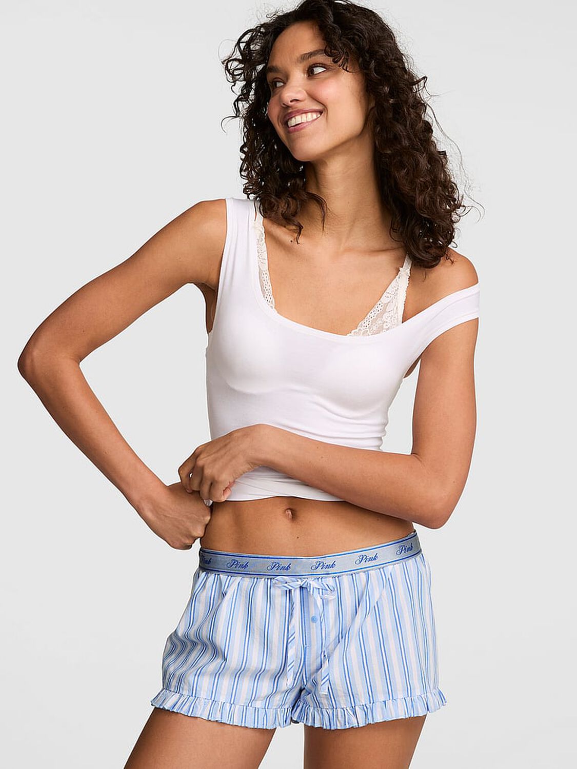 vs Pink Cotton Boxy Pajama Shorts 1 of 3 