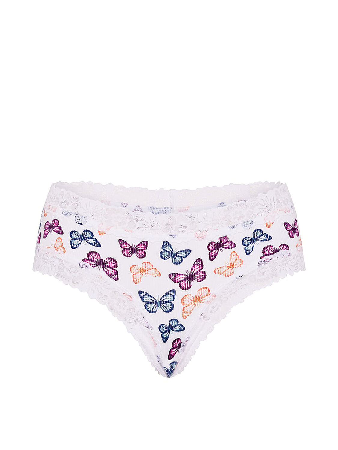 pink Pink Cotton Lace Trim Cheeky Panty Vs White Multi Color Butterfly 3 of 3 