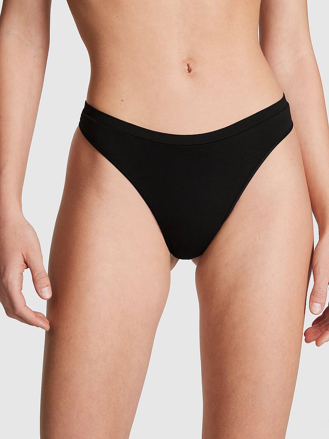 pink Pink Seamless High-Leg Thong Panty Pure Black 1 of 3 