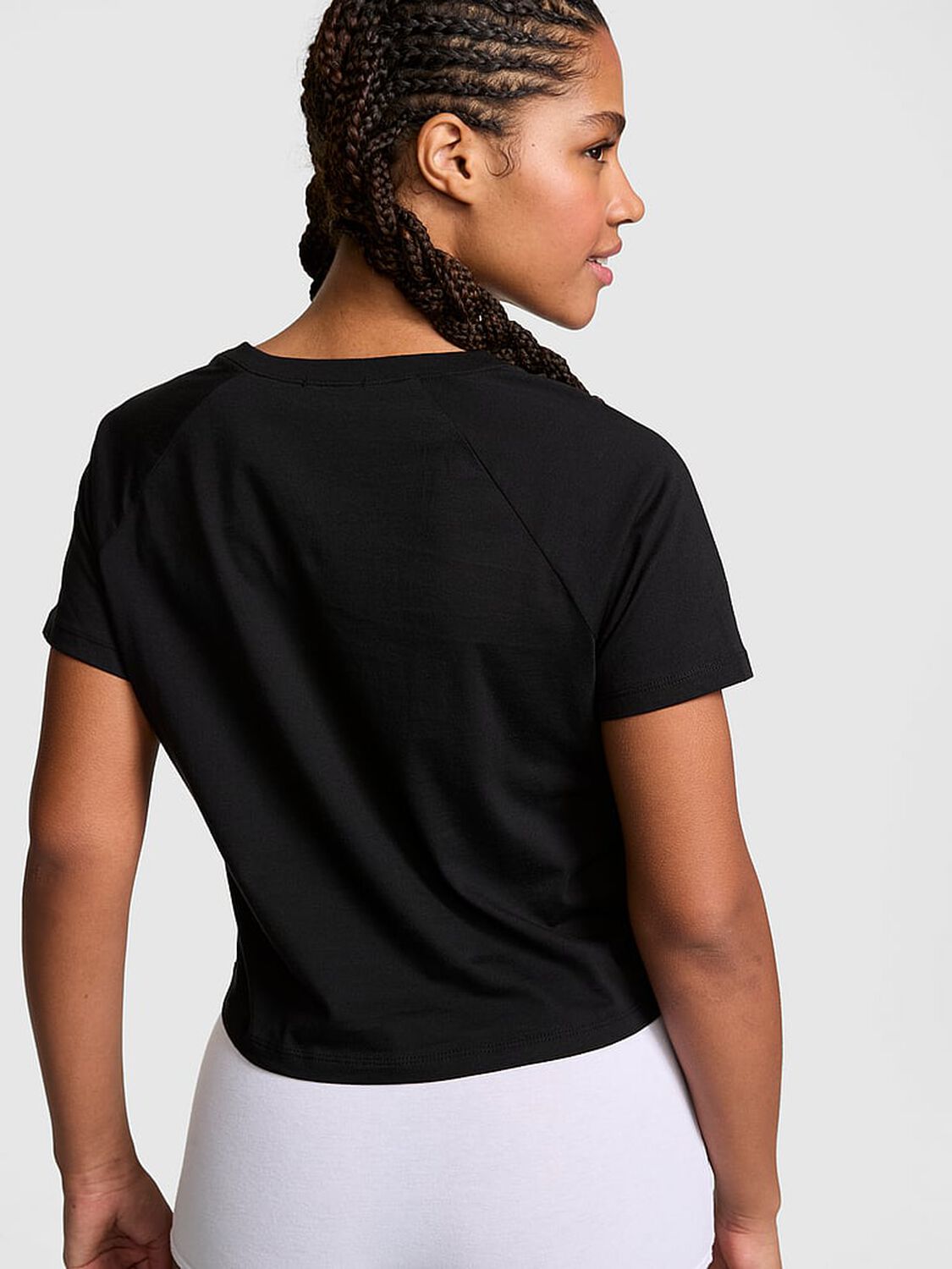 pink Pink Cotton Raglan Sleep Tee Black 2 of 3 