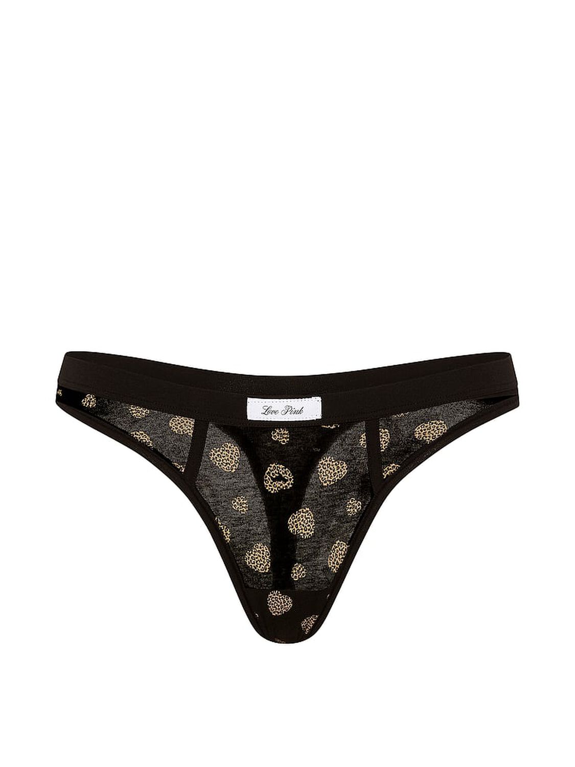 vs Pink Cotton Thong Panty Black Leo Heart 3 of 3 