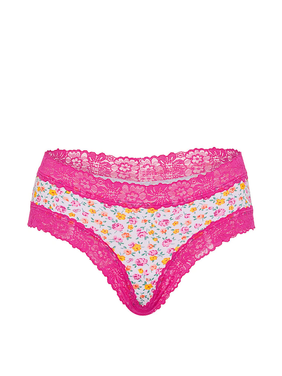 pink Pink Cotton Lace Trim Cheeky Panty Vs White Floral 3 of 3 