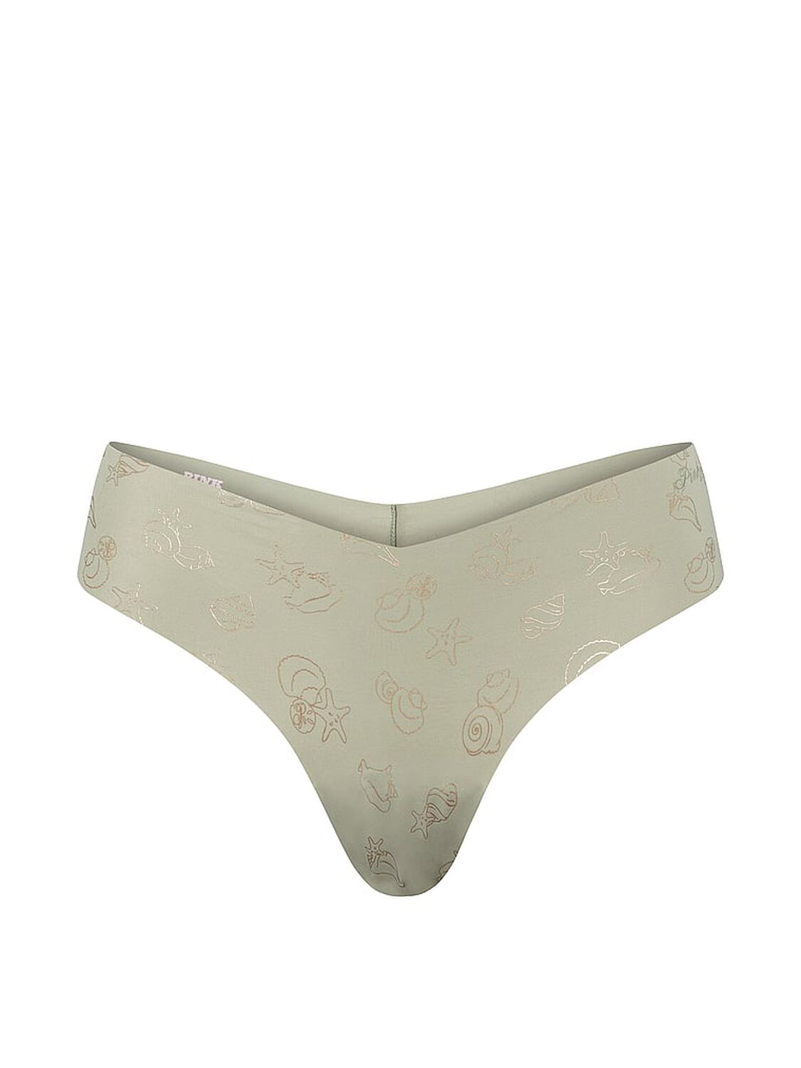 pink Pink No-Show Thong Panty Green Shell Foil Print 3 of 3 