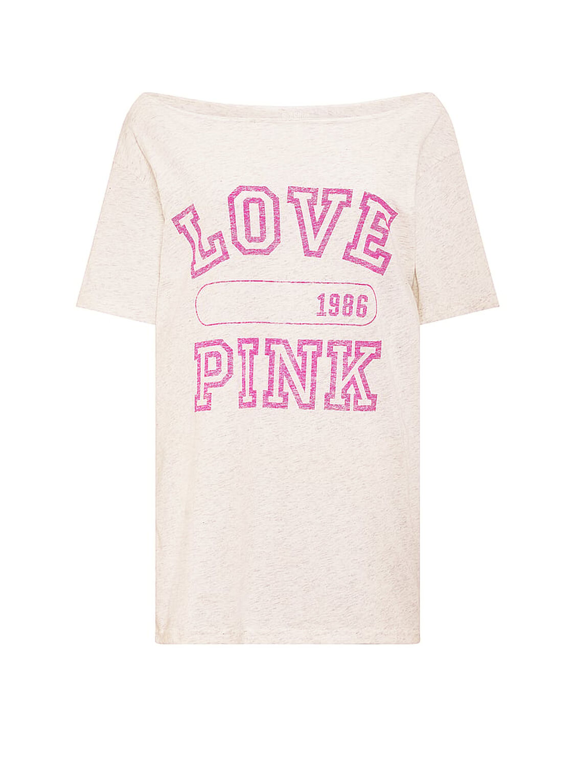 pink Pink Campus Cotton&trade; Off-The-Shoulder Tee Snow Heather 3 of 3 