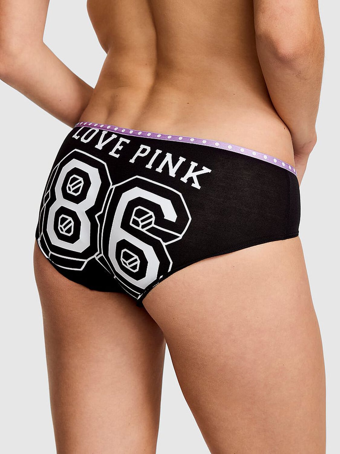 pink Pink Logo Cotton Hiphugger Panty Black With Love Pink 86 Butt Graphic 2 of 3 