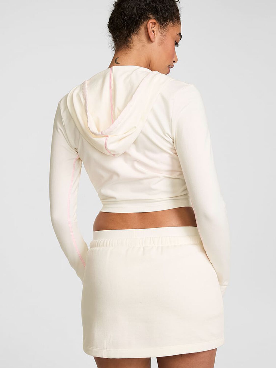 vs Pink Campus Fleece&trade; Front-Pocket Skort Cozy White 2 of 4 