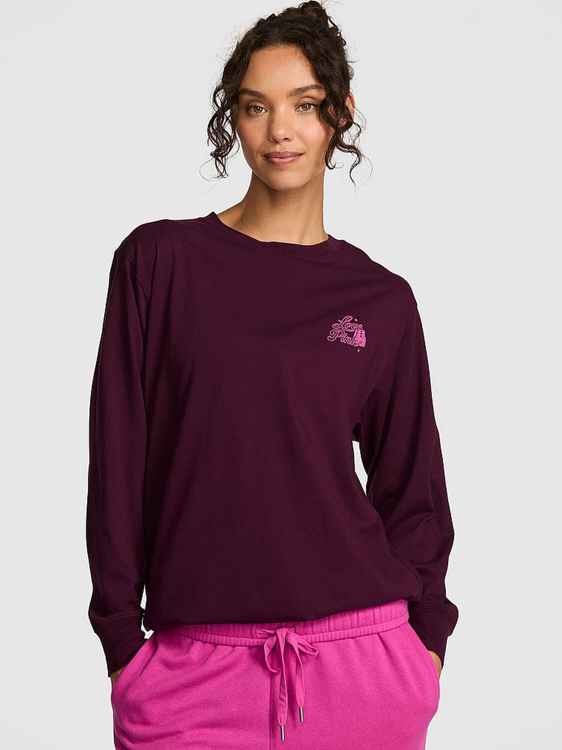 pink Pink Campus Cotton&trade; Long-Sleeve Tee 1 of 3 