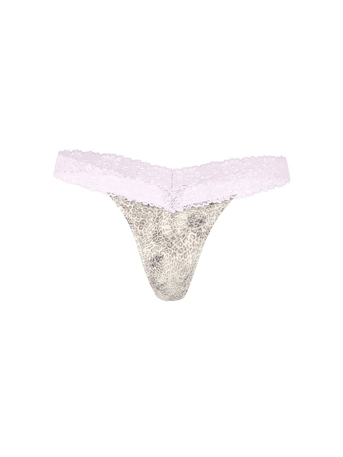 pink Pink Cotton Lace-Trim Thong Panty Natural Leo Print With Pink Tulip Lace 3 of 3 