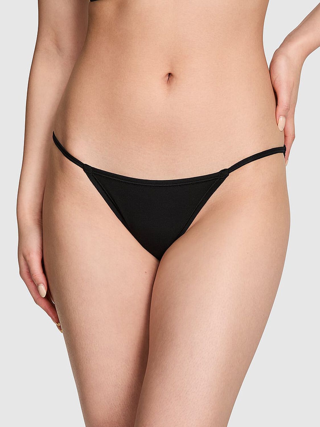 pink Pink Cotton String Bikini Panty Pure Black 1 of 3 