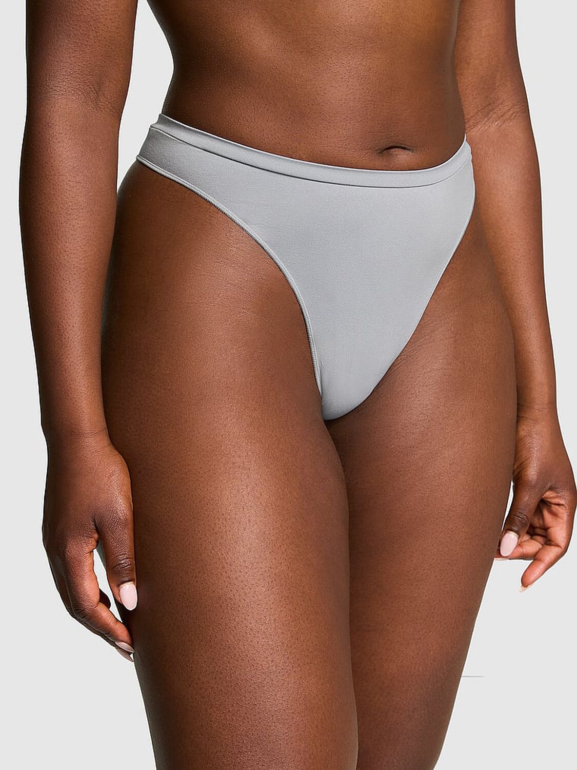 pink Pink Seamless High-Leg Thong Panty Grey Oasis 1 of 3 