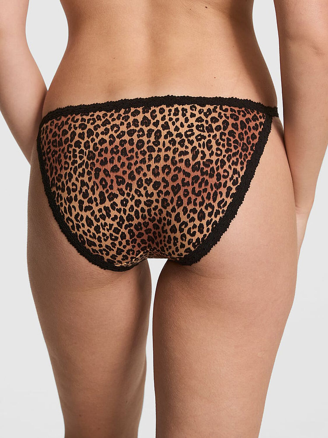 pink Pink Cotton Lace Trim String Bikini Panty Caramel Leopard 2 of 3 