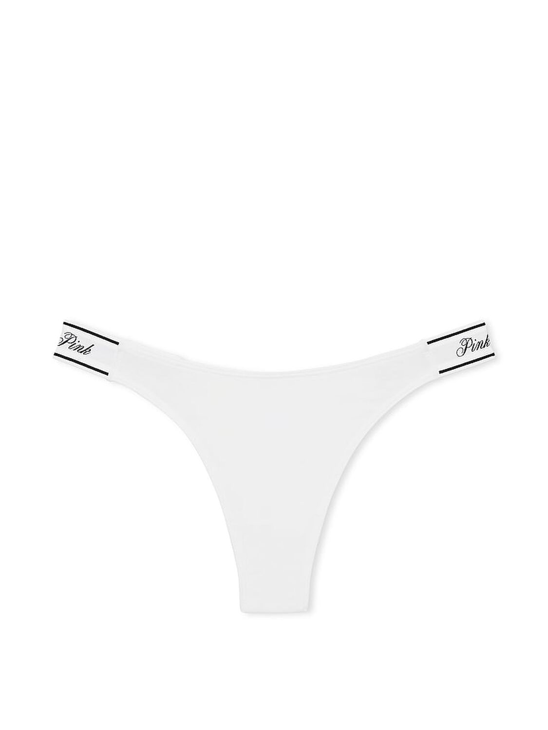 pink Pink Logo Cotton Shine High-Leg Thong Panty Vs White 3 of 3 