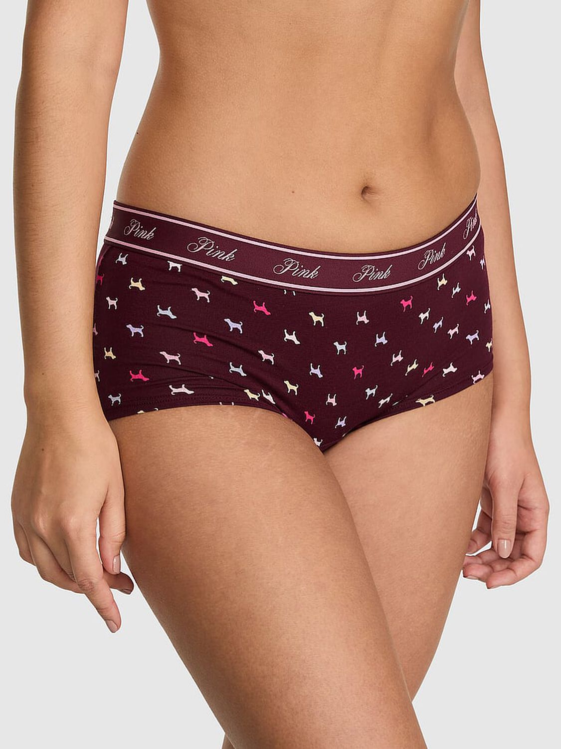 pink Pink Logo Cotton Boyshort Panty Wild Rose Dog 1 of 3 