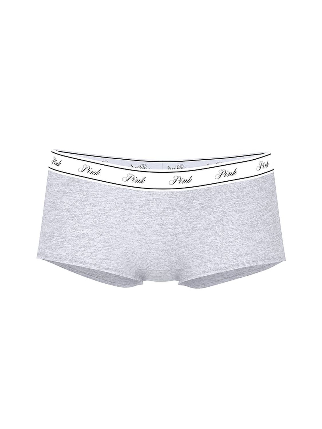 pink Pink Logo Cotton Shine Boyshort Panty Medium Heather Grey 3 of 3 