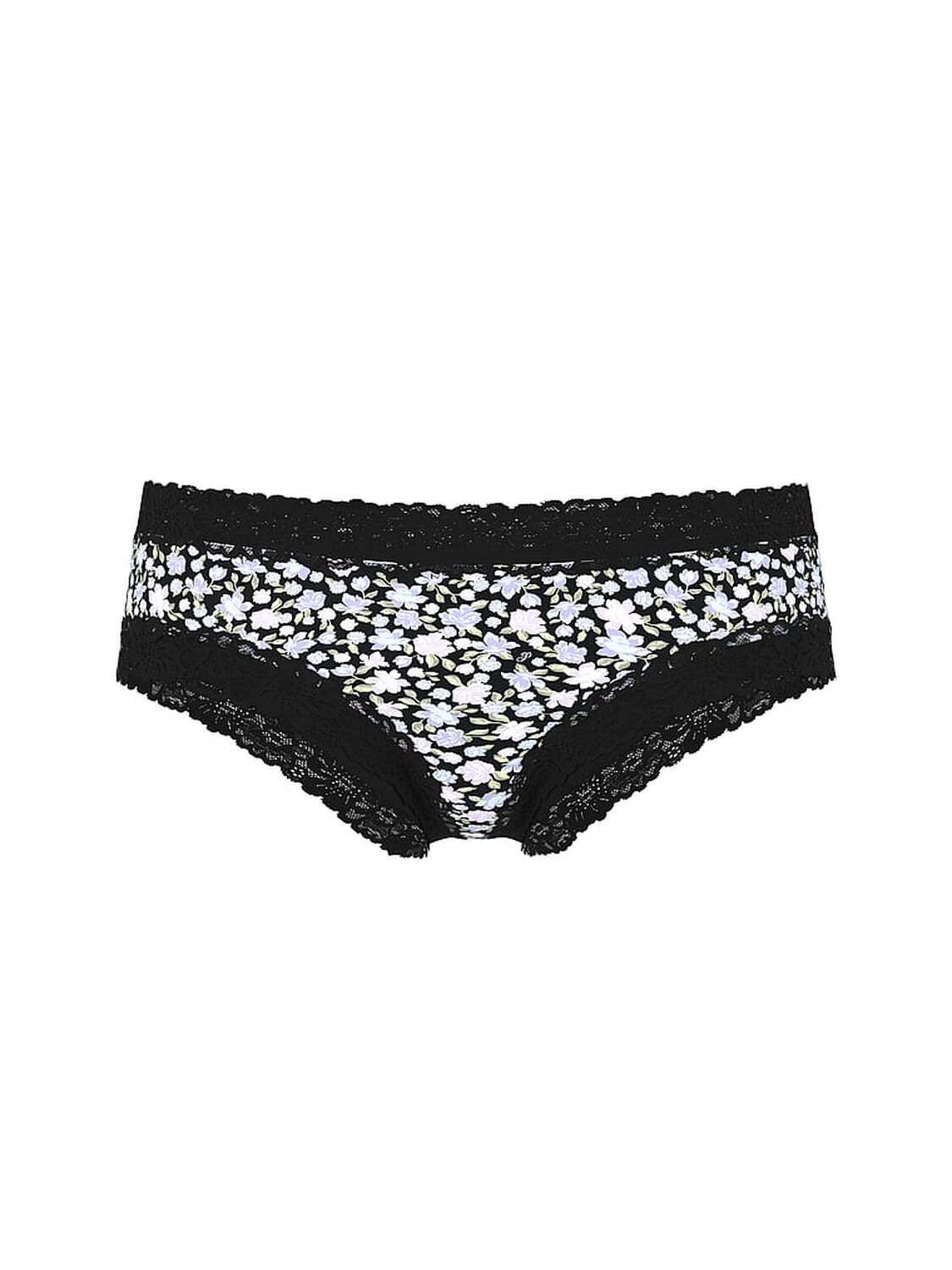pink Pink PINK Wink&trade; Lace-Trim Cheeky Panty Black Floral 3 of 3 
