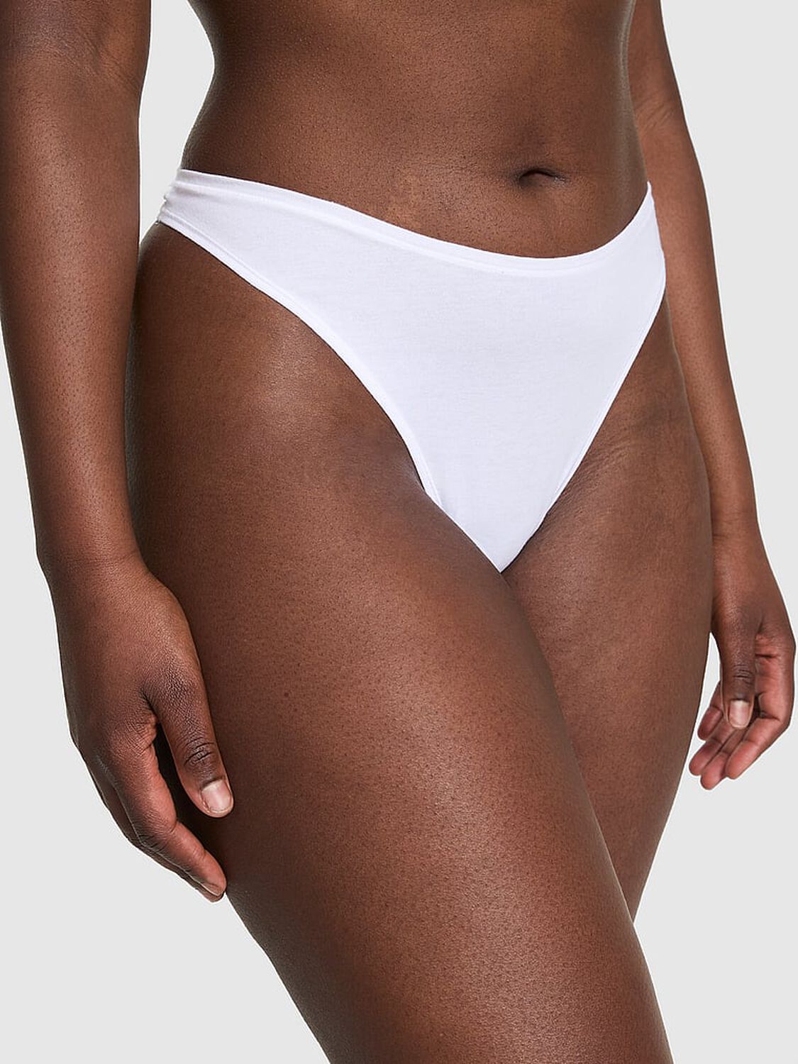pink Pink Cotton High-Leg Thong Panty Vs White 1 of 3 