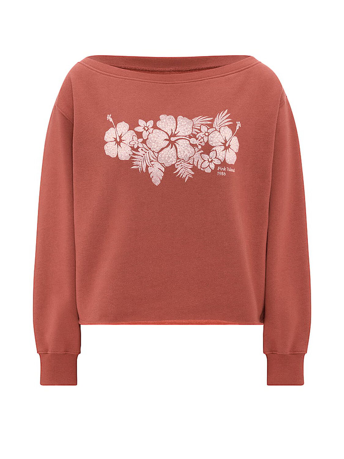 pink Pink Campus Fleece&trade; Rib Off-The-Shoulder Sweatshirt Clay Sunset 3 of 3 