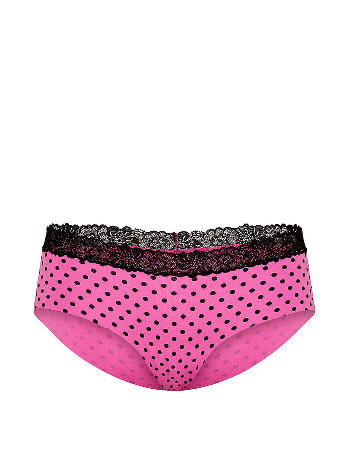 vs Pink No-Show Cotton Hiphugger Panty Sizzling Strawberry And Black Dot 3 of 3 