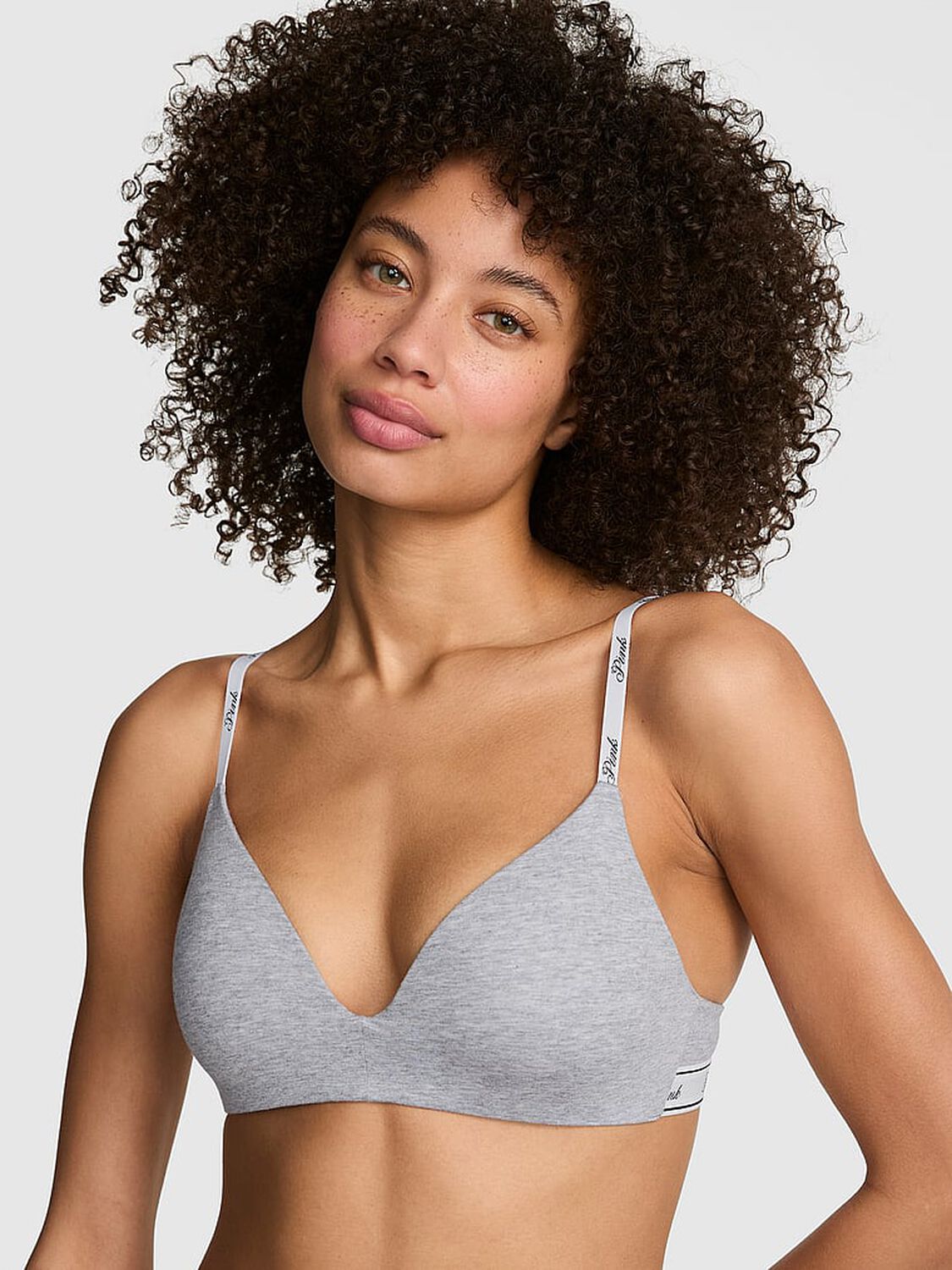 vs Pink Wear Everywhere Wear Everywhere&trade; Push-Up Wireless Bra Heather Grey 1 of 2 