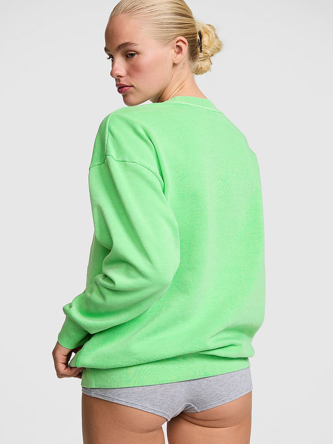 pink Pink Campus Fleece&trade; Oversized Crew Sweatshirt Graphic Green 2 of 3 