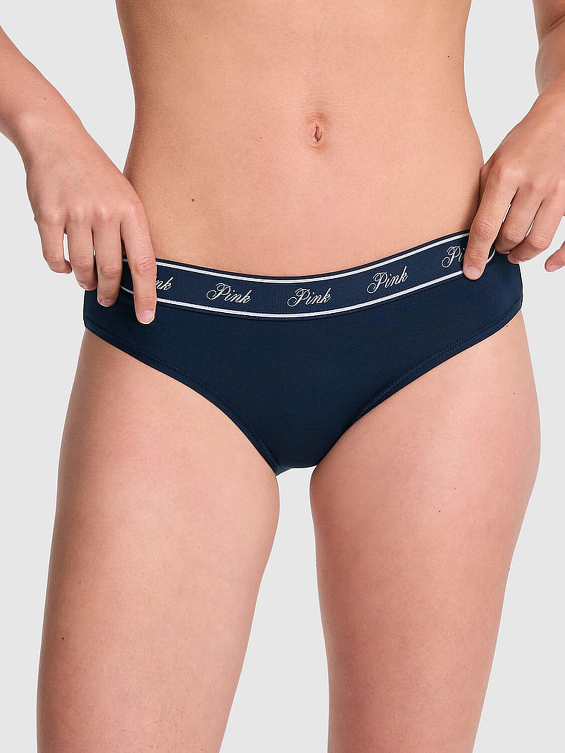 pink Pink Logo Cotton Hiphugger Panty Noir Navy 1 of 3 