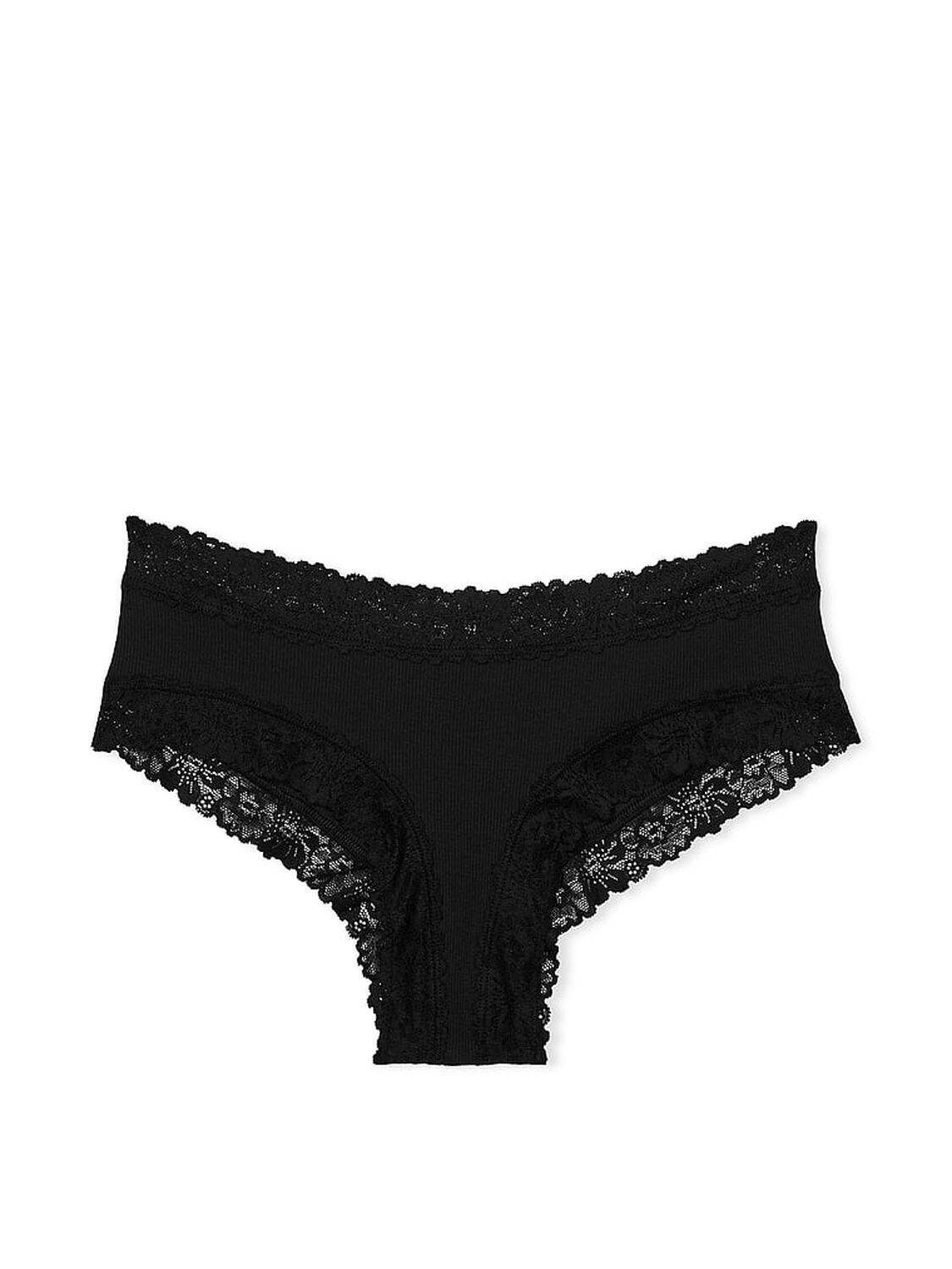 pink Pink Wink Lace-Trim Cheeky Panty Pure Black 3 of 3 