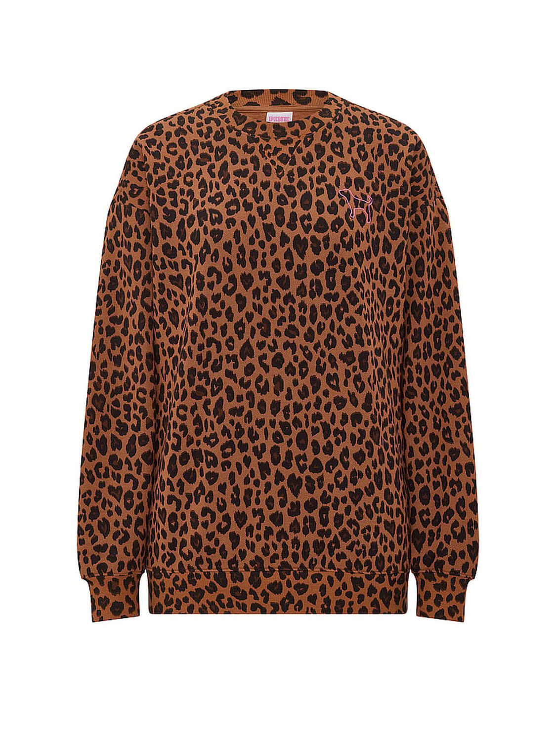 pink Pink Campus Fleece&trade; Oversized Crew Sweatshirt Leopard 3 of 3 