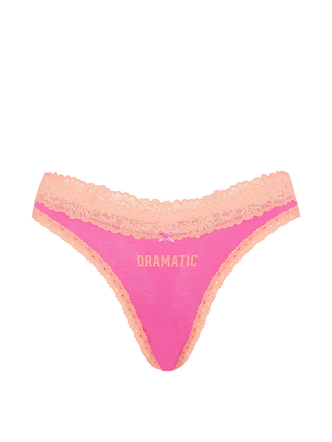 pink Pink Cotton Lace-Trim High-Leg Thong Panty Sizzling Strawberry With Peach Tree Lace And Dramatic Graphic 3 of 3 