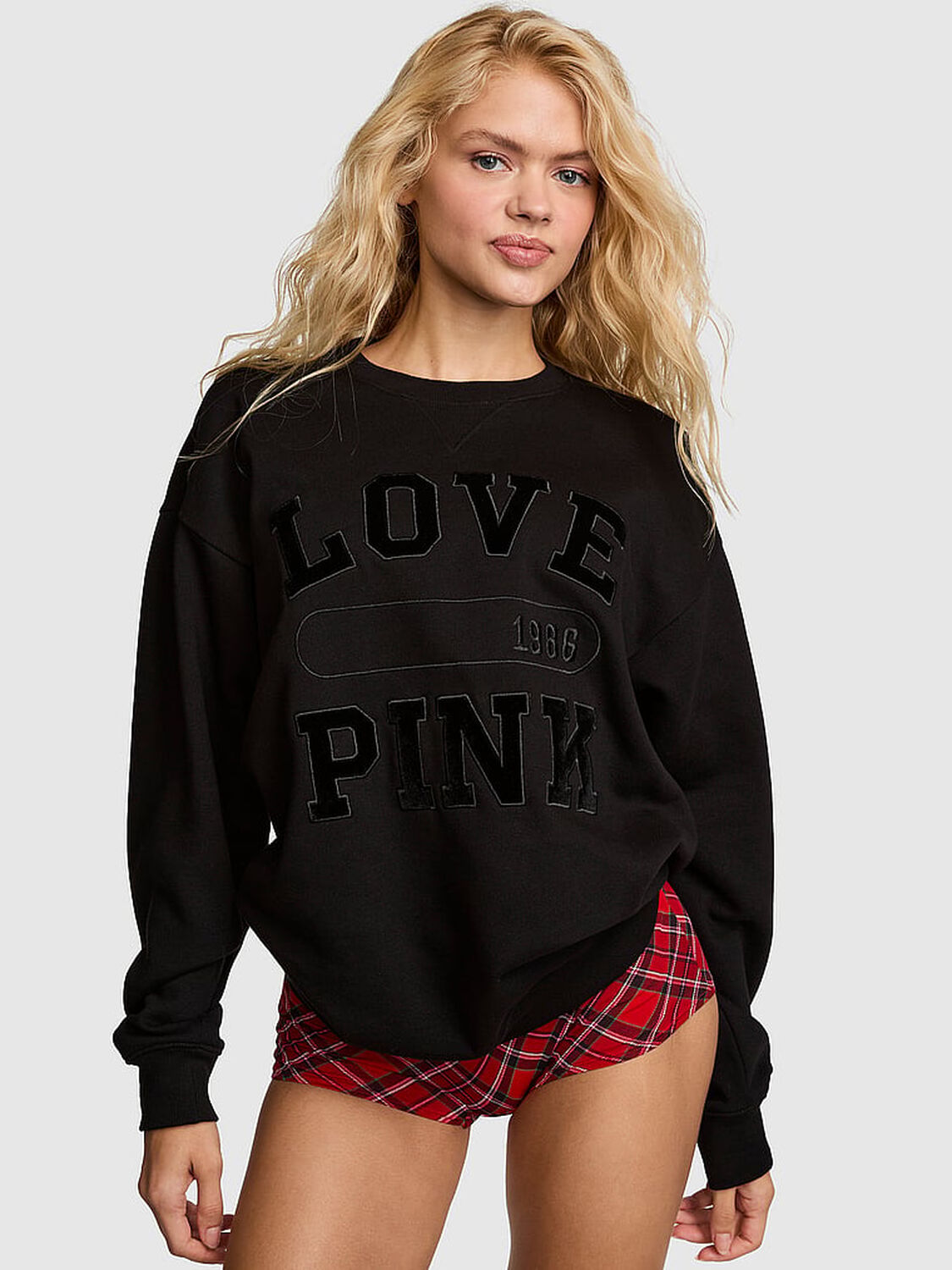 pink Pink Campus Fleece&trade; Crew Sweatshirt Pure Black 1 of 3 