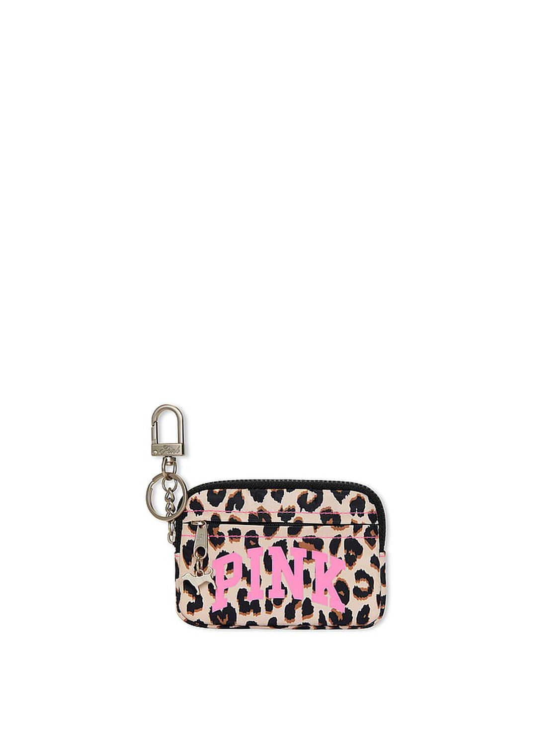 vs Pink Zip Card Holder Keychain Leopard 1 of 2 