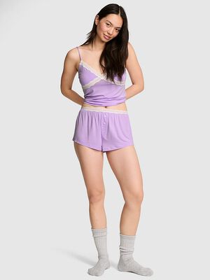 24/7 Lounge Modal Lace-Trim Micro Shorts