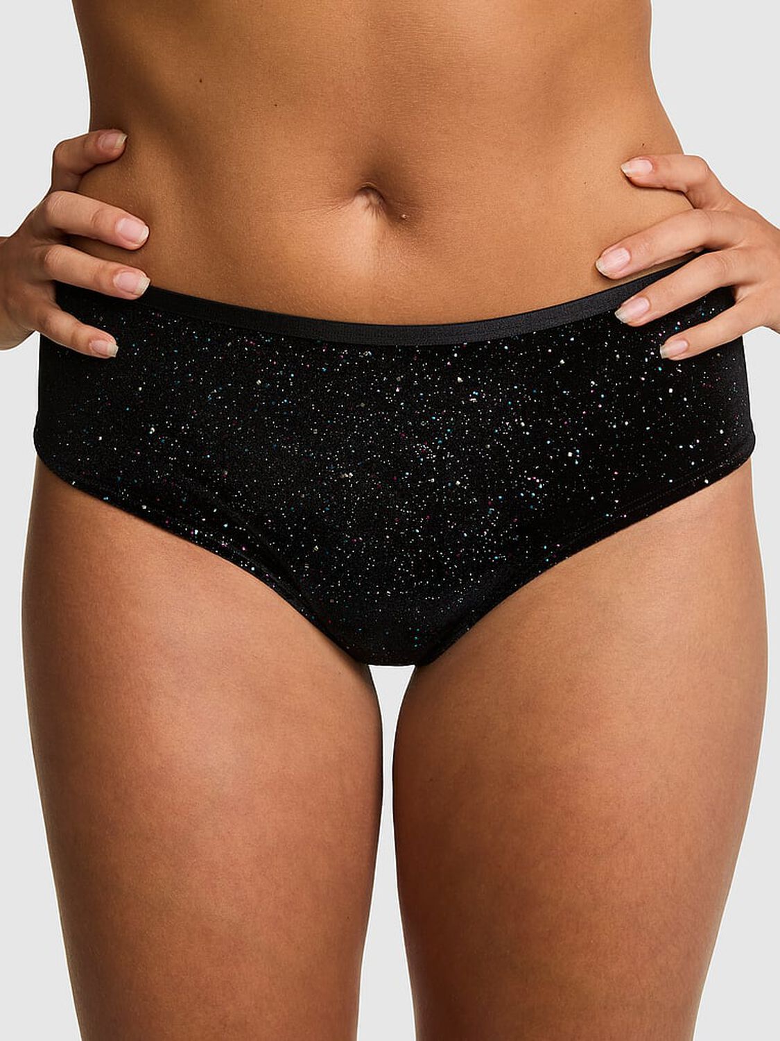 vs Pink Plush Touch Hiphugger Panty Black Confetti 1 of 3 