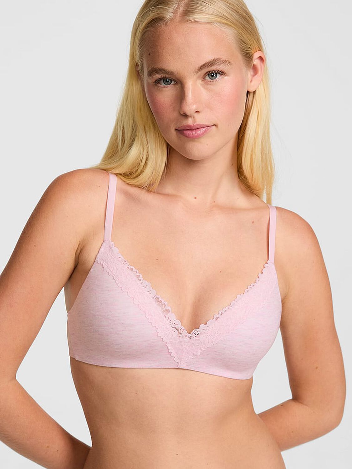 vs Pink Wear Everywhere&trade; Lightly Lined Wireless Bra Heather Petal Pink 1 of 3 